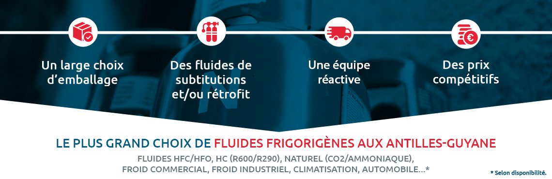 Gaz Dom c'est une équipe réactive & à votre écoute avec un large choix de fluides frigorigènes aux Antilles et Guyane